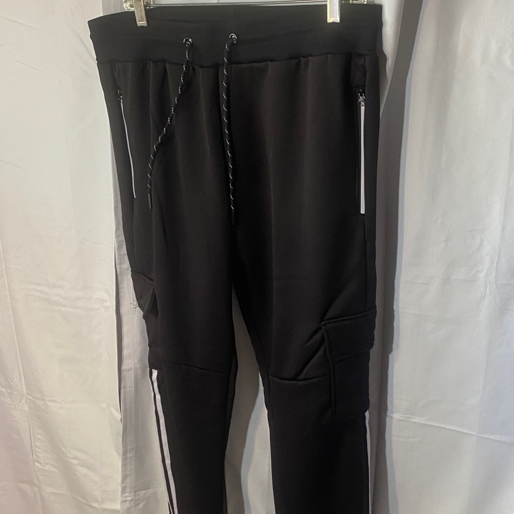 Men's Black Jogger Pants with Zipper Pockets